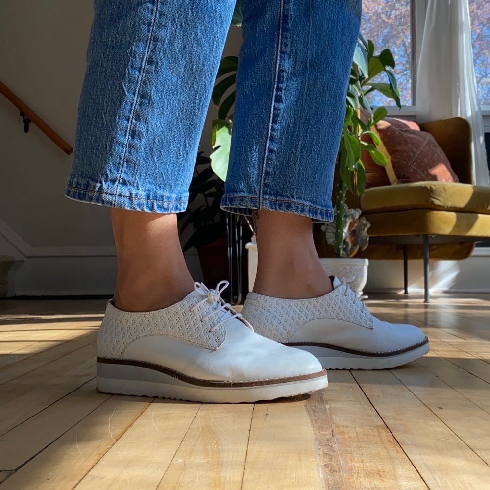 White Leather Loafer Style Shoes